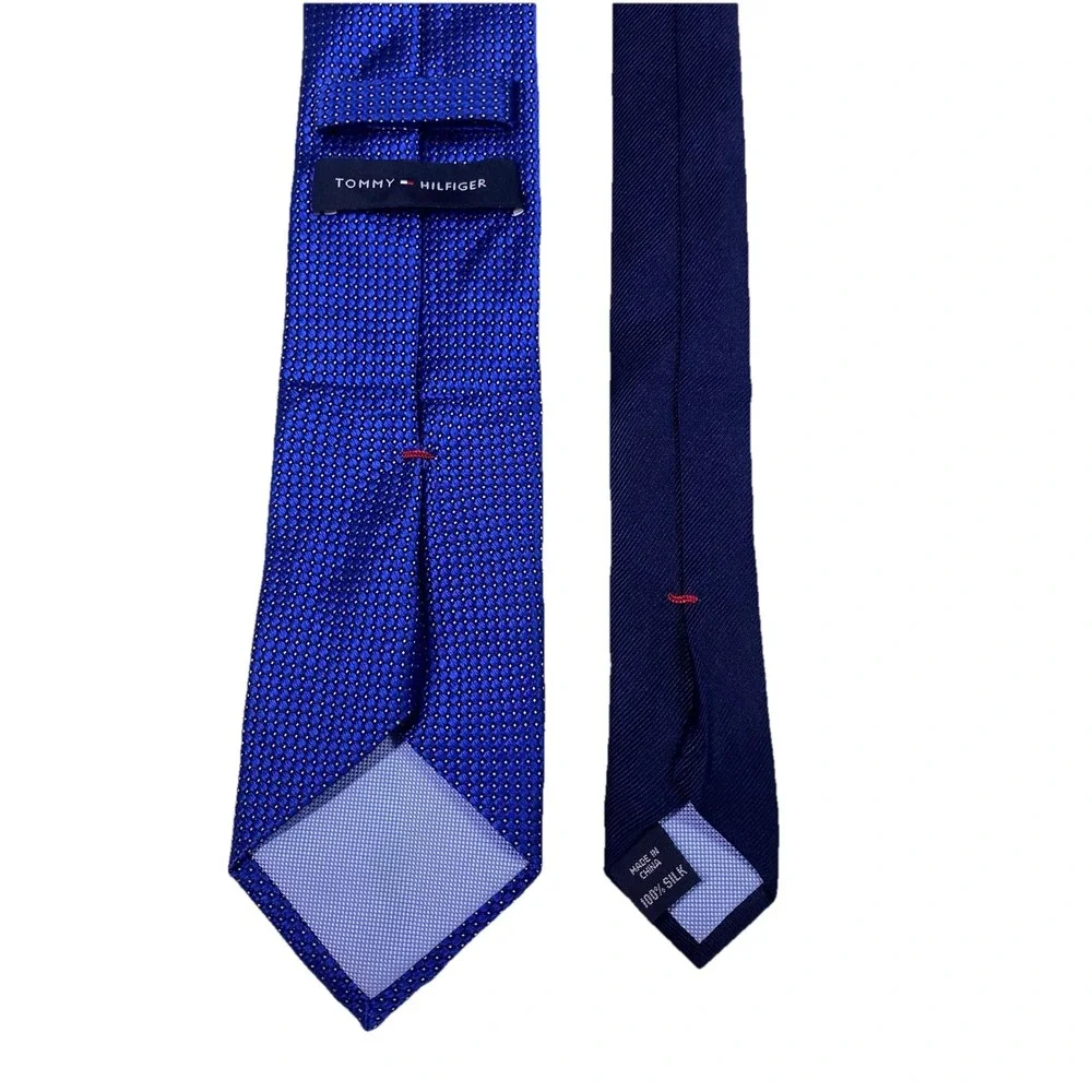 Vintage Tommy‎ Hilfiger Men's Blue &Navy Blue-yellow dot Neck Tie 60